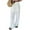 White, variant on Womens Casual Pants Solid Color Hollow Embroidery Elastic Waist Everyday Commuter Bottoms Comfy Lightweight Trousers Camel L