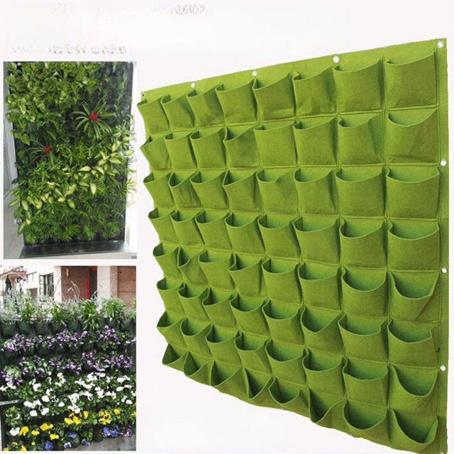 Bolsa de plantación de plantas, pared de plantas verde vertical, tela no tejida montada en la pared, fieltro, protección de pendientes, bolsa de tela de pared verde tridimensional
