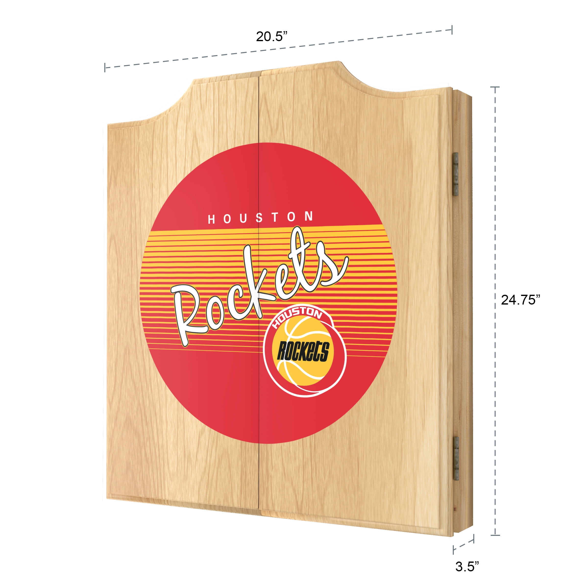 Houston Rockets Hardwood Classics Dart Board Cabinet Set with 6 Steel Tip Darts