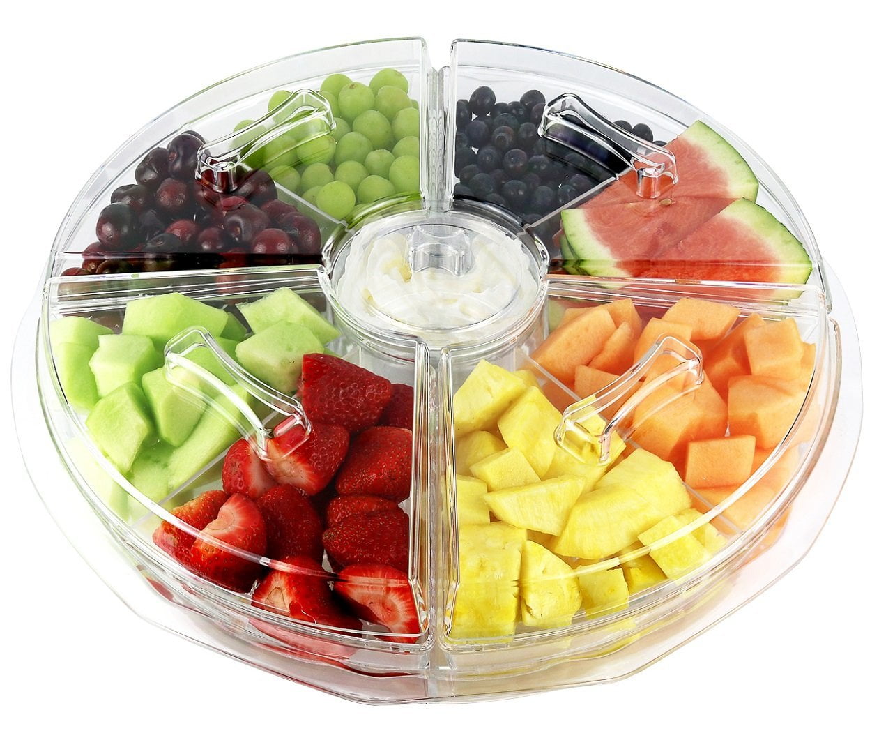 Estilo 8 Section Appetizer Platter OnIce with Lids, Clear