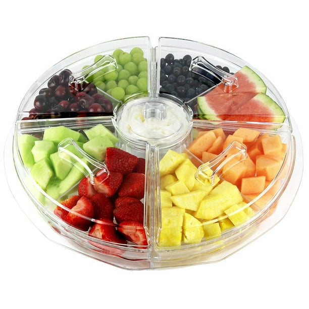 Estilo 8 Section Appetizer Platter OnIce with Lids, Clear Walmart