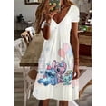 thumbnail image 4 of Vestido elegante informal con cuello en V y largo hasta la rodilla con estampado de Lilo y Stitch de Disney para mujer de verano Y2K 2024, 4 of 5