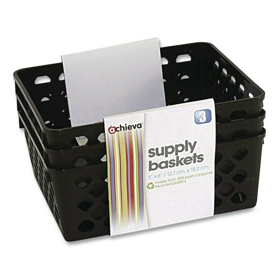 Officemate Achieva Medium Supply Basket, Pack of 3, Recycled, Black (26201)