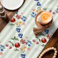 thumbnail image 3 of Spring Botanical Table Runner 90 Inches, Sage Green Striped Fruits Floral Bed Runner Dresser Scarves Tabletop for Indoor Outdoor Parties/Ceremony/Banquet, 13" x 90", 3 of 9