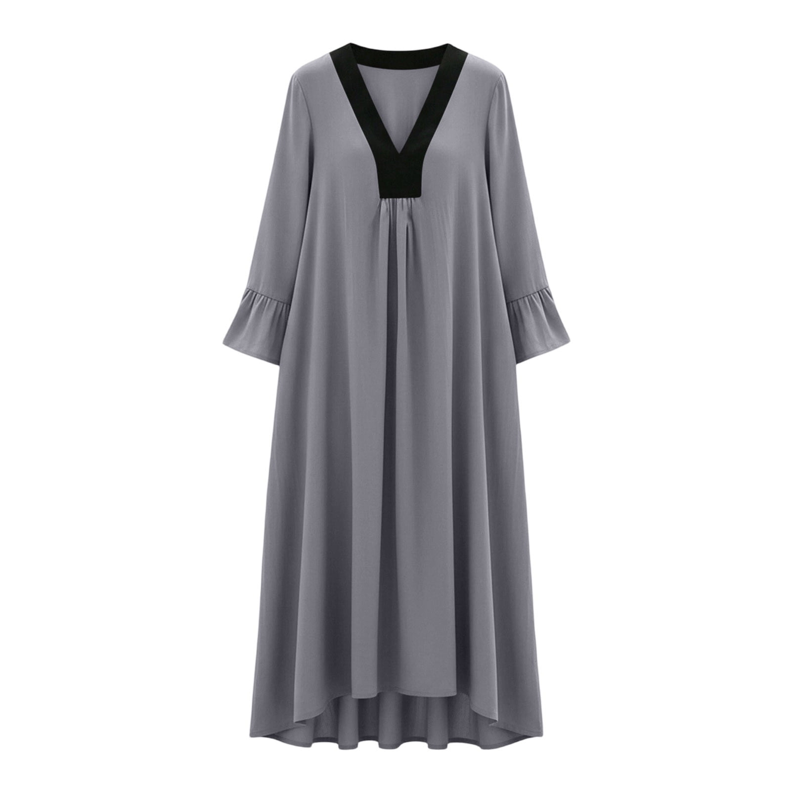 LVHAOGJOB Womens Dresses with Pockets Long Maxi Dress Plus Size Cotton Linen Long Sleeve for Beach Vacation Sundress for Mujer Loose