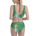 thumbnail image 3 of Picia Christmas Green Women's High Waisted Bikini Scoop Neck Swimsuit Two Pieces Bathing Suit-Small, 3 of 8