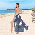 thumbnail image 6 of FORMRS Womens Long Sarong Beach Wrap Semi-Sheer Bikini Skirt Bathing Swimsuit Cover Up, Rocket Pattern, 6 of 7