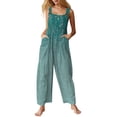 thumbnail image 1 of monos casuales para mujer monos correas ajustables sin mangas verano lindos mamelucos cómodos con bolsillo verde / 3xl, 1 of 6