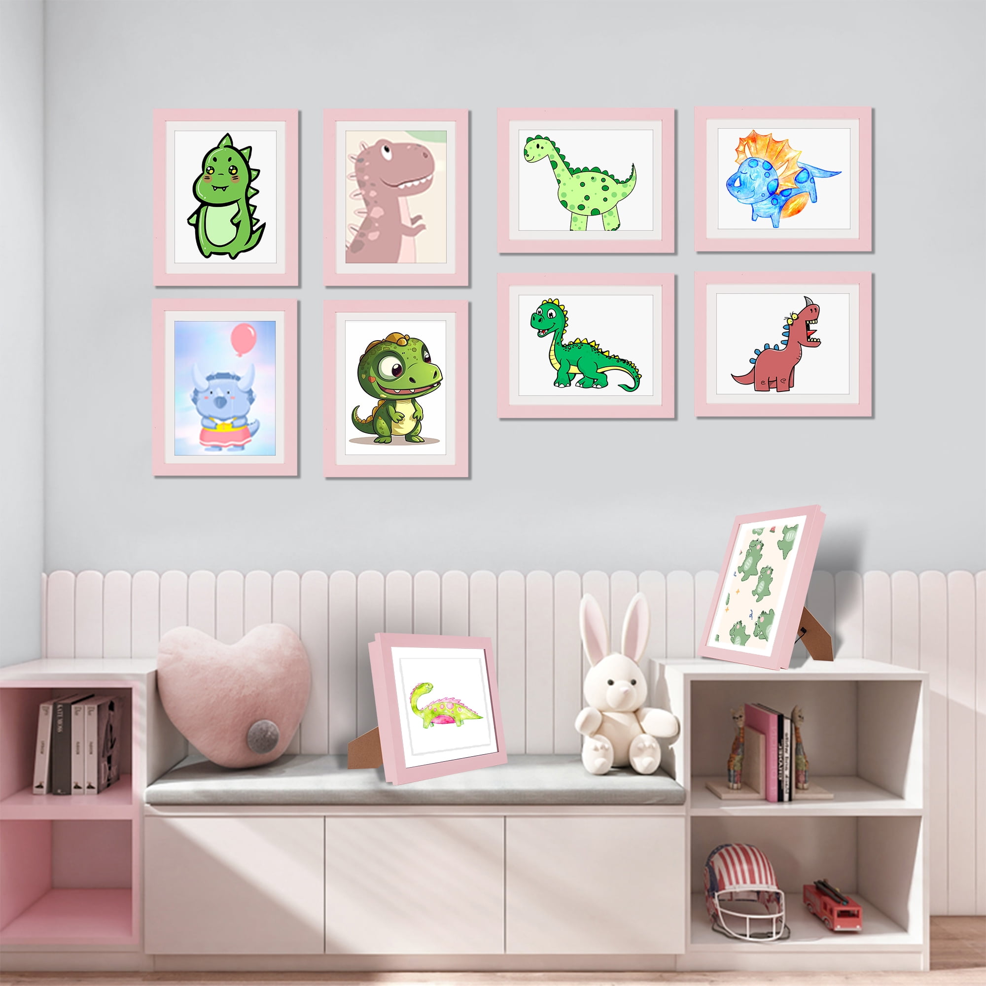 ATOBART Kids Art Frames, 8.5×11" Front Opening Kids Artwork Frames, Framed Art Picture,Changeable Picture Storage Frames, Crafts Painting Art Display Stand (2PK Pink)
