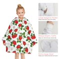 thumbnail image 6 of Red Strawberry Plants Fruit Flower White Pattern Blanket Hoodies for Kids 6-13YR Oversize Wearable Blanket Hoodies for Boys Girls Teens, 6 of 7