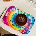 thumbnail image 4 of Serving Trays with Handles, 14.5 x 9.8 inch Rectangular Plastic Tray for Restaurant, Kitchen, Tie-Dye Colorful Spiral Patterns, 4 of 6