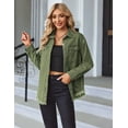 thumbnail image 2 of Weardear Women's Denim Jackets Long Sleeve Button Down Casual Frayed Hem Shacket Jean Jacket, 2 of 5