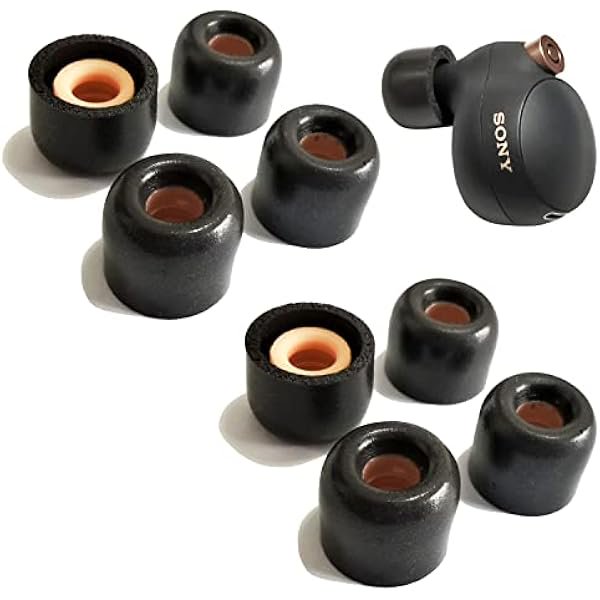 wonima44 Memory Foam Ear Tips for Sony WF-1000XM4/1000XM5 Replacement Earbuds Tips Sony WF-C500/LinkBuds S WF-XB700 WI-1000X fit Charging Case 4 Pairs Black Small