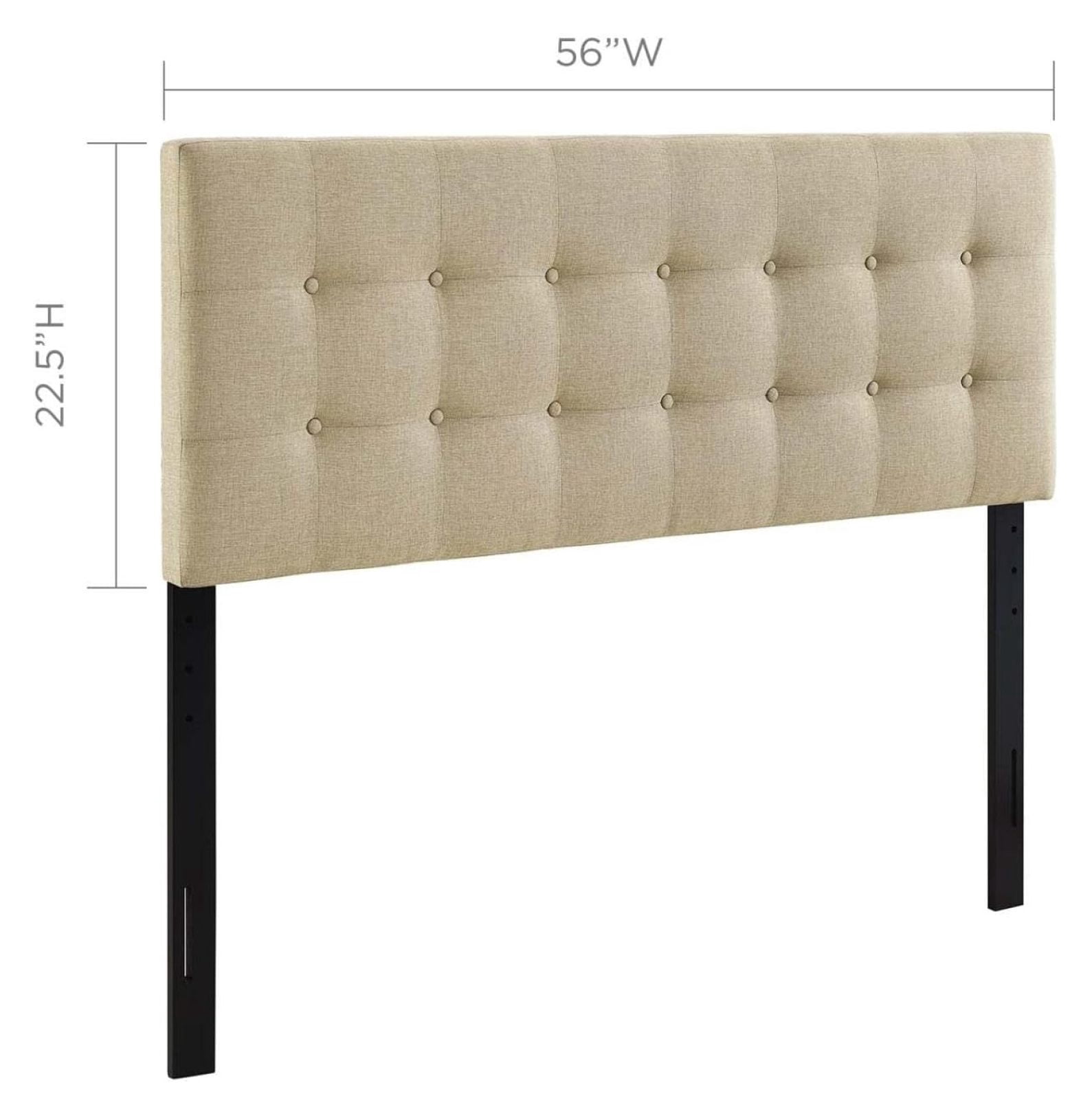 Exlonjet Emily Tufted Button Linen Fabric Upholstered Full Headboard in Beige