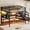 Black, variant on Bellemave Queen Size Loft Bed with Movable Desk & Storage Stairs, Metal Loft Bed Frame w/3 Fabric Drawers, Charging Station, Pegboard, Shelves and LED Light, Gaming Bed for Kids Teen Adult, White
