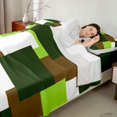 thumbnail image 4 of Castle Fairy Geometric Offset Square Block King Sheets 4pcs,Mid Century Mosaic Bedding,Olive Lime Brown,1 Flat Sheet, 1 Fitted Sheet and 2 Pillowcases, 4 of 7