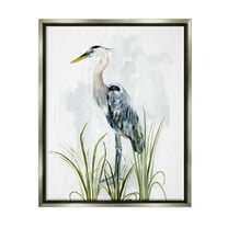 Stupell Industries Shore Bird Looking Left Animals & Insects Painting Gray Floater Framed Canvas Art Print Wall Art, 25 x 31