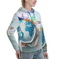 thumbnail image 6 of Picia Let's go Travel Pattern Casual Women's Hoodie, Hooded Sweatshirt with Kangaroo Pocket, Comfortable Pullover with Eye-catching Drawstrings-, 6 of 7