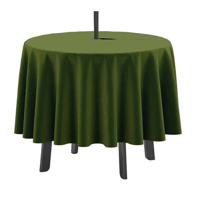 Vargottam Indoor/Outdoor Round Tablecloth 58 Inch Round Tablecloth with Umbrella , Waterproof Zippered Patio Table Cloths, Spring/Summer Table Covers for Circular Table/BBQs/Picnic-Dark Green