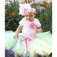 thumbnail image 3 of Noah's Boytique Baby Girls First Birthday Mint Pink and Gold Lace Tutu Outfit with Boutique Style Headband Flowers Feathers Rhinestones 6-12 Months, 3 of 7