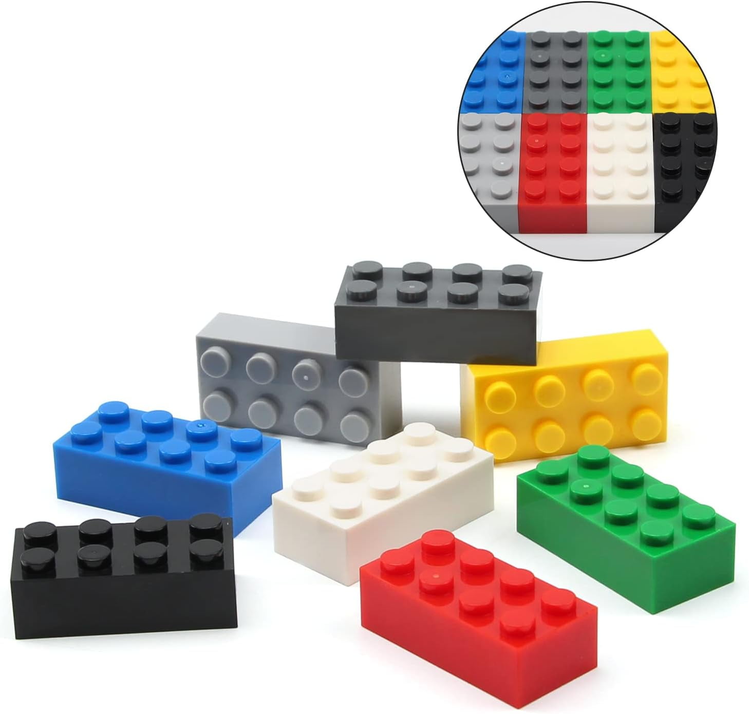 2x4 Bricks 320 Pieces Multicolored Basic Parts Building kit Creative Play Set Blocks Toy Accessories Compatible with 3001 Major Brands (8 Mixed Color)