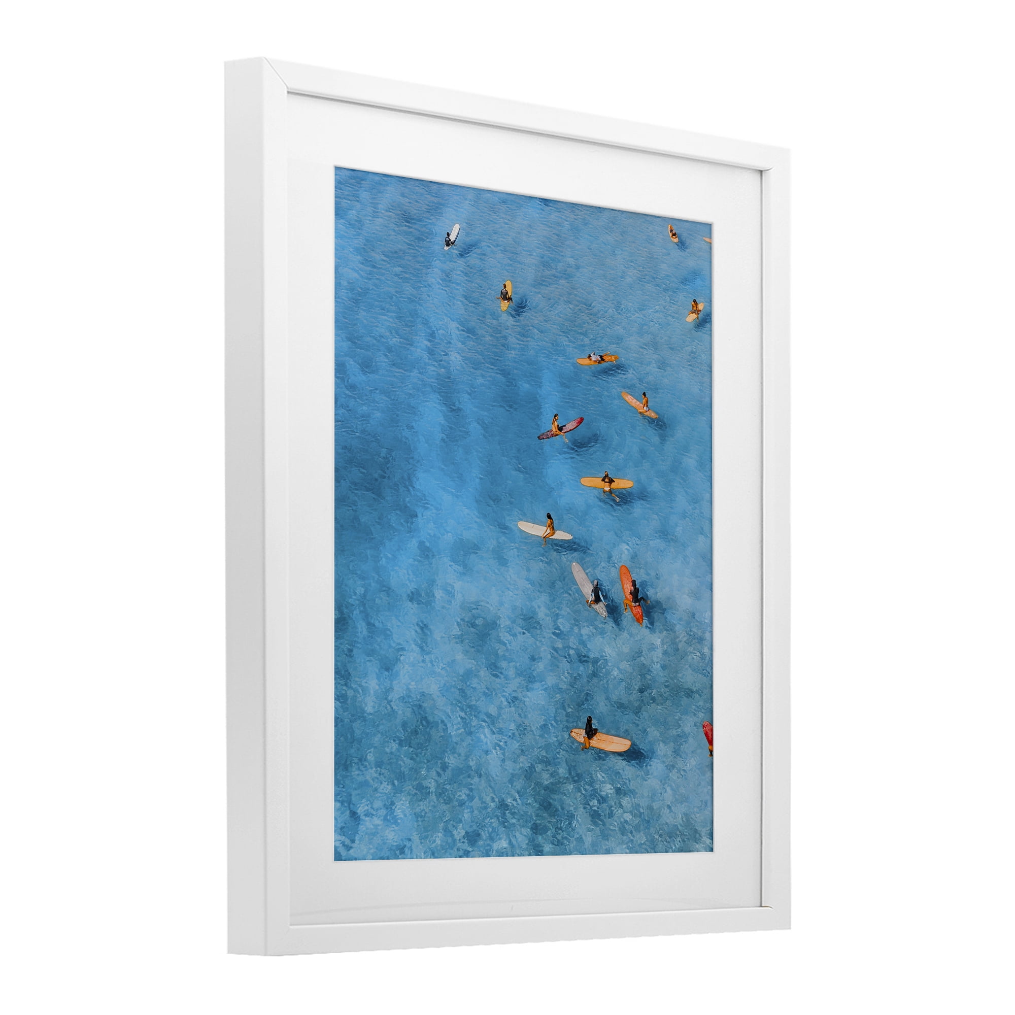 Stupell Industries Leisurely Surfers on Sea White Framed Print Under Glass, design by Jesse Keith