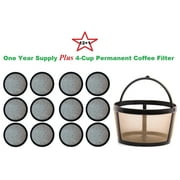 4-Cup Permanent Basket-Style Coffee Filter & a set of 12 Water Filters designed to fit Mr. Coffee 4 Cup Coffeemakers