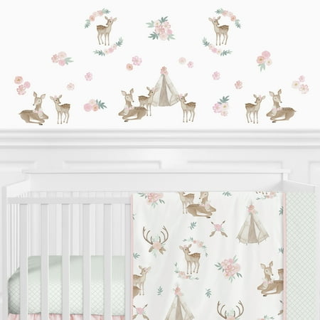 UPC: 0846480065999 | Deer Floral Peel and Stick Wall Decal by Sweet Jojo Designs