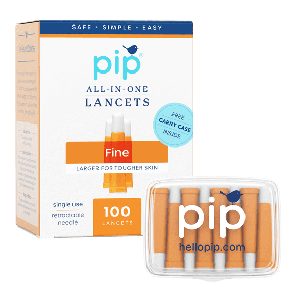 Pip Lancets, All-in-One Diabetes Safety Lancets, 28g x 1.8mm, 100 Count Box