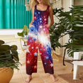 thumbnail image 2 of JULMCOMO 4th of July Jumpsuits for Women USA Flag Cotton Linen Red White Blue Overalls 250th Year Sleeveless Button Straps 1776 Jumpsuits with Pockets Royal Blue L, 2 of 6