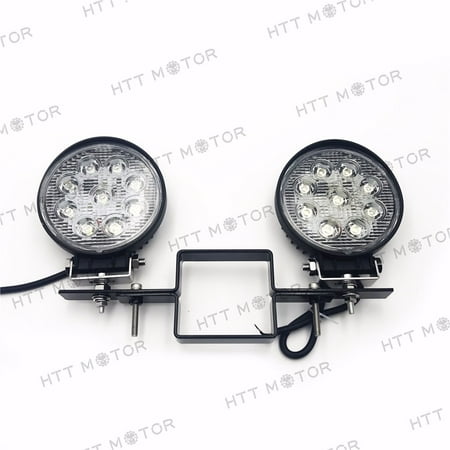 HTTMT- Round 27W Off-Road LED Work Lamp w/ tow hitch bracket For Truck SUV Trailer