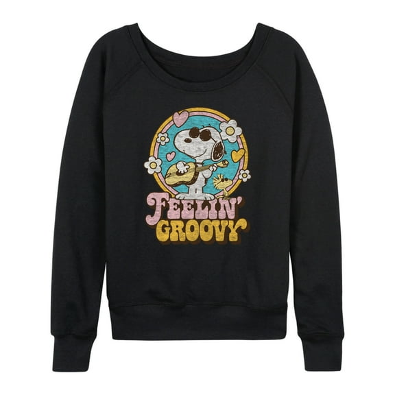 Peanuts - Feelin Groovy Snoopy And Woodstock - Women's Lightweight French Terry Long Sleeve Shirt