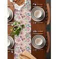 thumbnail image 2 of ERUNPONLY Pink Floral Blossom Table Runner - 72 Inch Long Retro Farmhouse Botanical Leaves Cotton and Linen Blended Dress Scarves Farmhouse Table Runner for Kitchen Dining, Coffee Table, 18"x72", 2 of 8