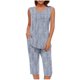 thumbnail image 1 of Conjunto de Verano para las Mujeres Impreso Casual sin Mangas Plisado Superior Y Pantalones Recortados, Cuello Redondo Conjunto de Dos Piezas, 1 of 8