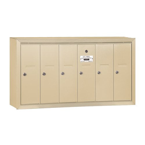 Vertical Mailbox (Includes Master Commercial Lock) - 6 Doors - Sandstone - Surface Mounted - Private Access