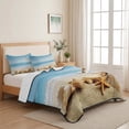 thumbnail image 5 of Full Quilt Set 78''x90'', Beach Coastal Lightweight Bedspread Coverlet Set with 2 Pillow Shams, Summer Seaside Shell Starfish Nautical Breathable All Season Quilt Bedding for Bedroom/Guest Room, 5 of 9
