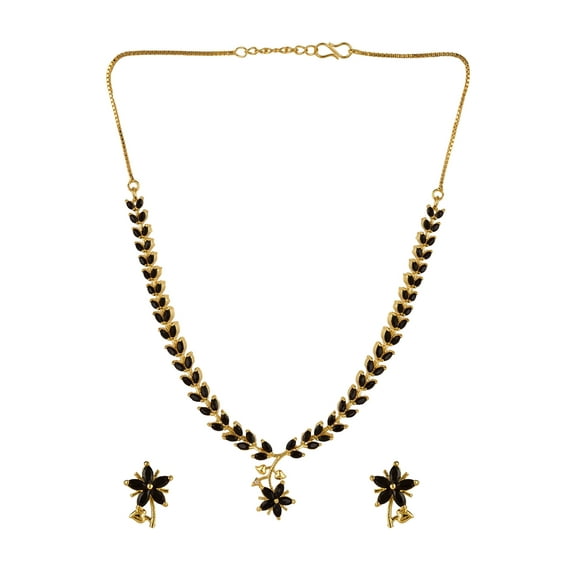 Efulgenz Bridal Crystal Cubic Zirconia Floral Necklace Earrings Jewelry Set for Women