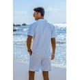 thumbnail image 5 of COOFANDY Men's Two Piece Beach Set Short Sleeve Button Up Shirts Summer Cuban Outfit, 5 of 7