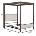 thumbnail image 4 of Zemy Queen Canopy Bed with 4 Posts, Beige Upholstery, Brown Metal, 4 of 7