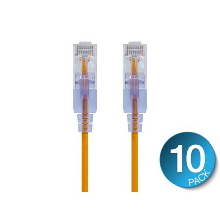 UPC: 0889028044629 | Monoprice Cat6A Ethernet Patch Cable – 10 Feet – Yellow (10 Pack) Snagless RJ45 550Mhz UTP Pure Bare Copper Wire 10G 30AWG – SlimRun Series