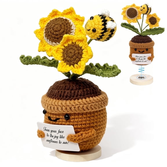 Crochet Sunflower Gift for Mother's Day - Cozy Emotional Support Gift with Card for Mom,Her/Him, Perfect for Loved Ones, Best Friend, or Yourself