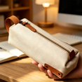 thumbnail image 4 of Cozival Large Capacity Canvas Pencil Pouch with Multiple Pockets, Aesthetic Stationery Organizer for Classroom, Office, and Travel, Zippered Pen Case, 4 of 5