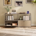 thumbnail image 4 of Cottinch 2-Tier Accent Cabinet,Metal Storage Cabinets with 2 Doors,Open Shelf,Freestanding Organizer for Living Room,Brown, 4 of 8