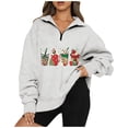 thumbnail image 2 of 2023 Sweat à Capuche de Noël pour Femmes Mode Décontractée Col à Revers Manches Longues T-Shirt Ample Blouse Pull Tops en Solde, 2 of 6