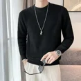 thumbnail image 4 of Suéter de punto para hombre, jersey negro, ropa para hombre, color liso, cuello redondo, moda coreana 2024, sudadera de lana A, 4 of 4