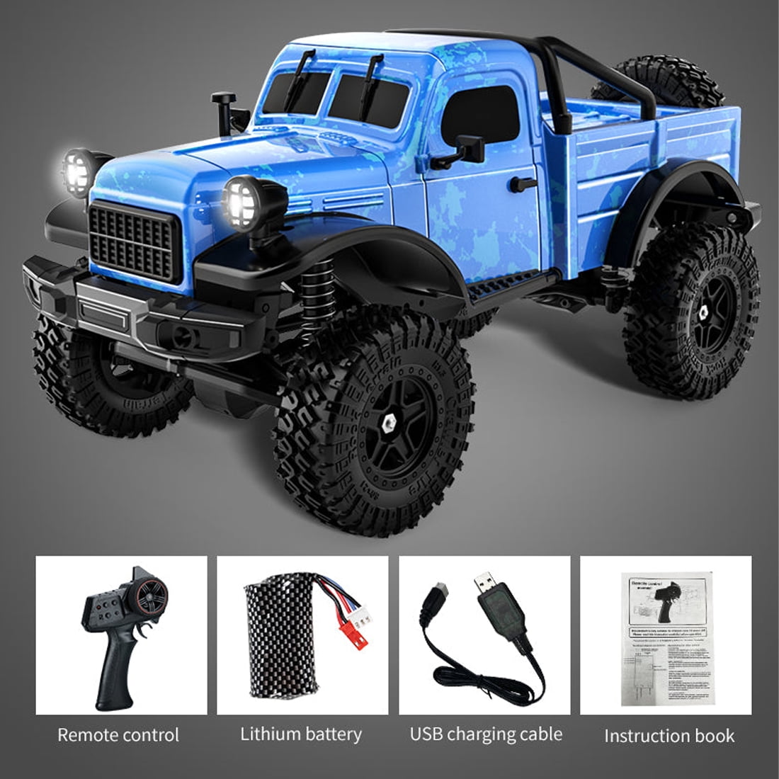C8813 1/18 Scale RC Rock Crawler, 2.4G 4WD Off Road RC Truck with LED Lights, 370 High Torque Motor, All Terrain Climbing Car for Hobbyist - RTR