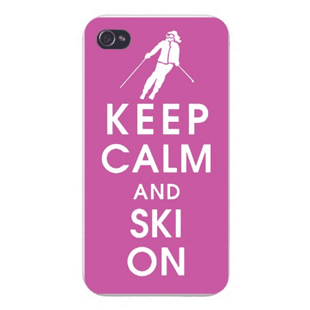 Downhill Ski Equipment - Apple Iphone Custom Case 5 5s AND SE Snap on - Keep Calm and Ski On w/ Downhill Skier