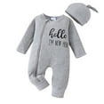 thumbnail image 2 of Fozruso Winter Newborn Baby Boy Bodysuit Long Sleeve Letter Print Outfit With Hat Cozy Romper For Infant And Toddler Boys Rompers Sizes 0-3 Months, 2 of 6