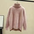 thumbnail image 3 of MexChoioe Women's Sweaters Turtleneck Fuzzy Plush Knit Long Sleeve Hi‑Lo Hem Pullover for Women, 3 of 6