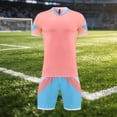 thumbnail image 4 of BRGZLK Kids Soccer Jerseys Summer Boys Girls Breathable Comfortable Short Sleeve Tops and Shorts Athletic Jersey Training Uniforms Outfits Pink L, 4 of 5